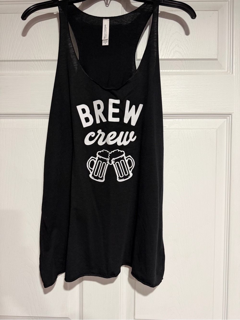 Bella Canvas Black Tank Top with White "Brew Crew" Graphic